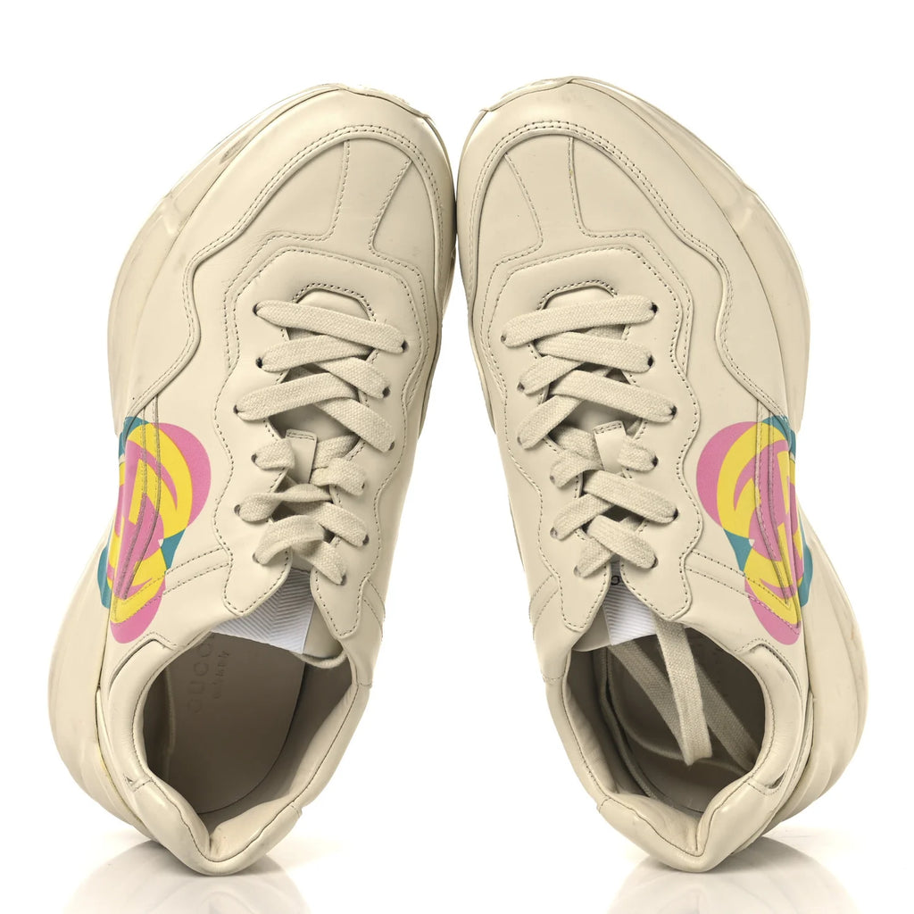 Gucci Ivory Leather Rhyton Sneakers