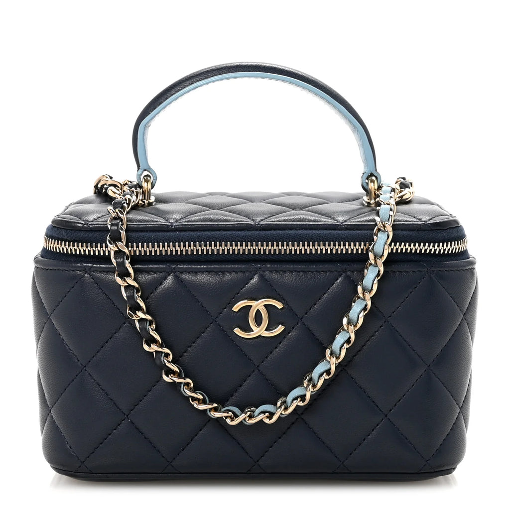 Chanel Navy Quilted Leather Vanity