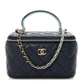Chanel Navy Quilted Leather Vanity