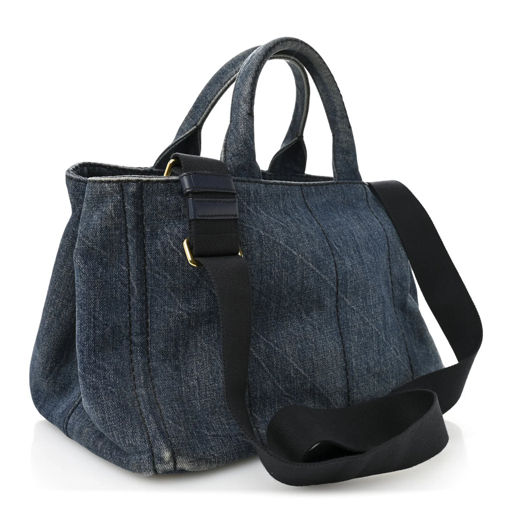 Prada Blue Denim Canapa Tote