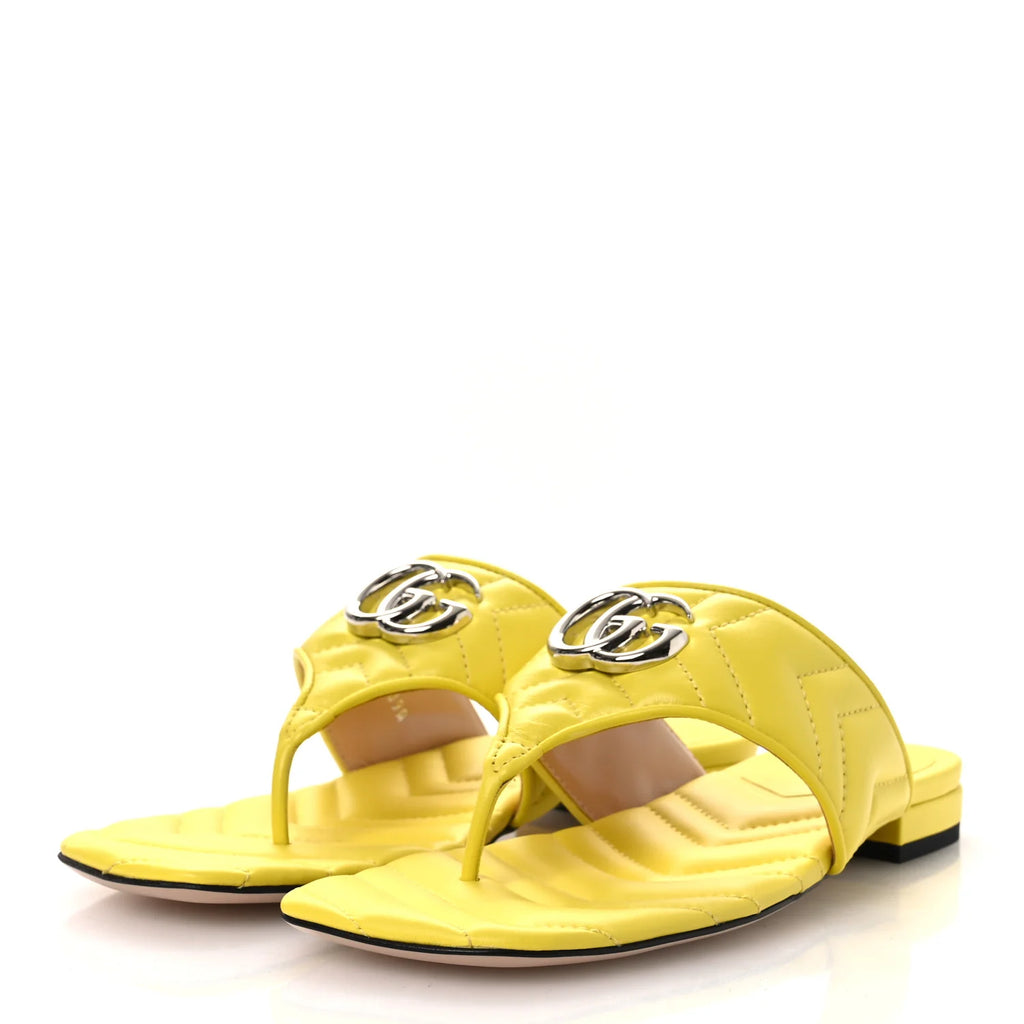Gucci Yellow Quilted Leather Sandals
