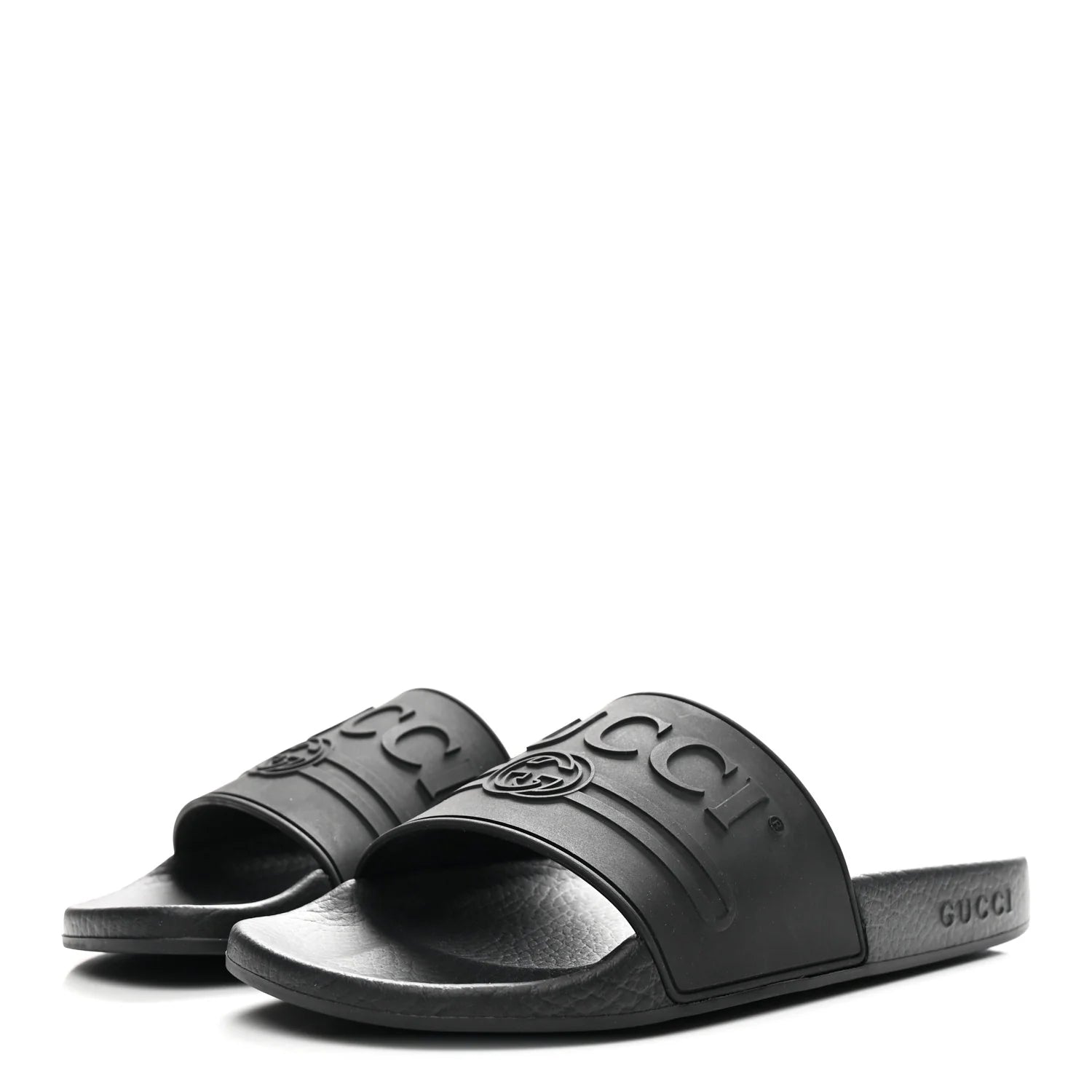 Gucci Black Rubber Logo Slides
