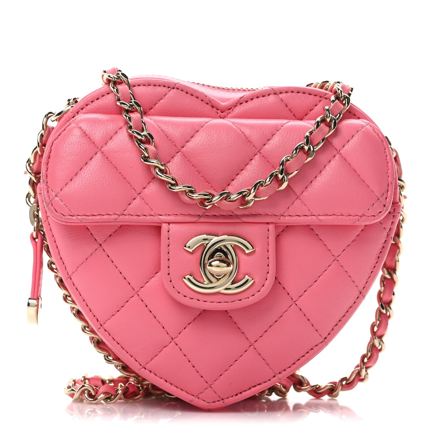Chanel Pink Quilted Heart Bag