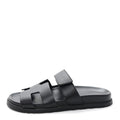 Hermes Black Leather Chypre Sandals