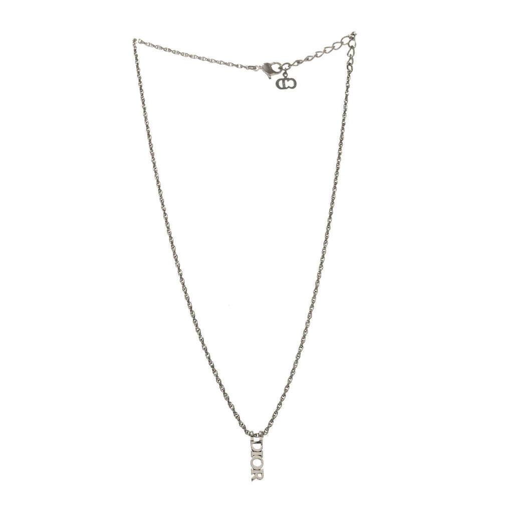 Dior Silver Vertical Logo Necklace