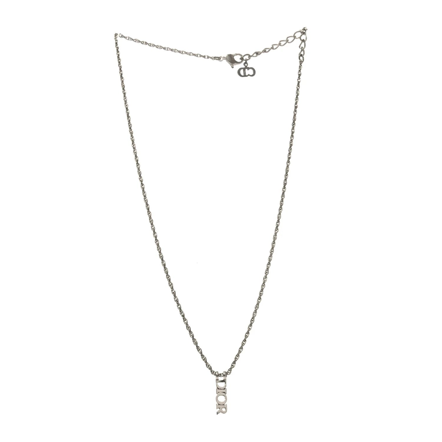 Dior Silver Vertical Logo Necklace