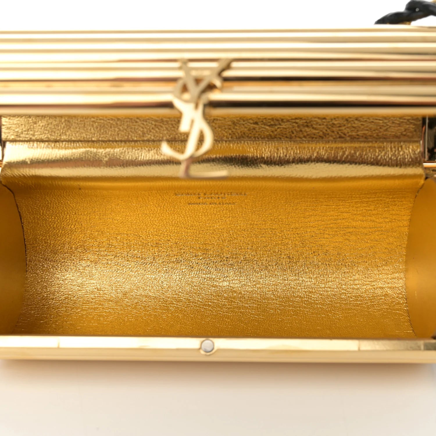 Saint Laurent Gold Ribbed Minaudiere