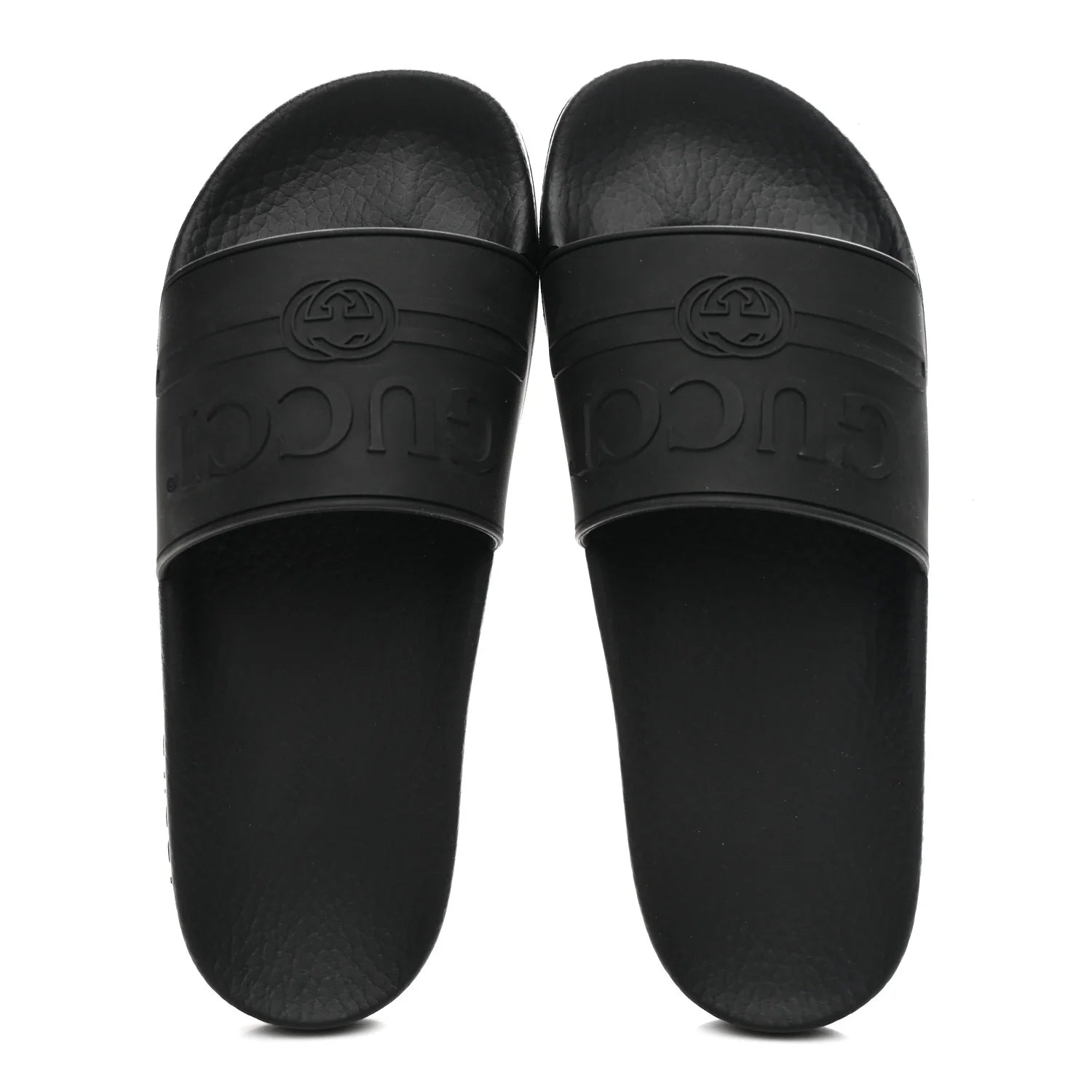 Gucci Black Rubber Logo Slides
