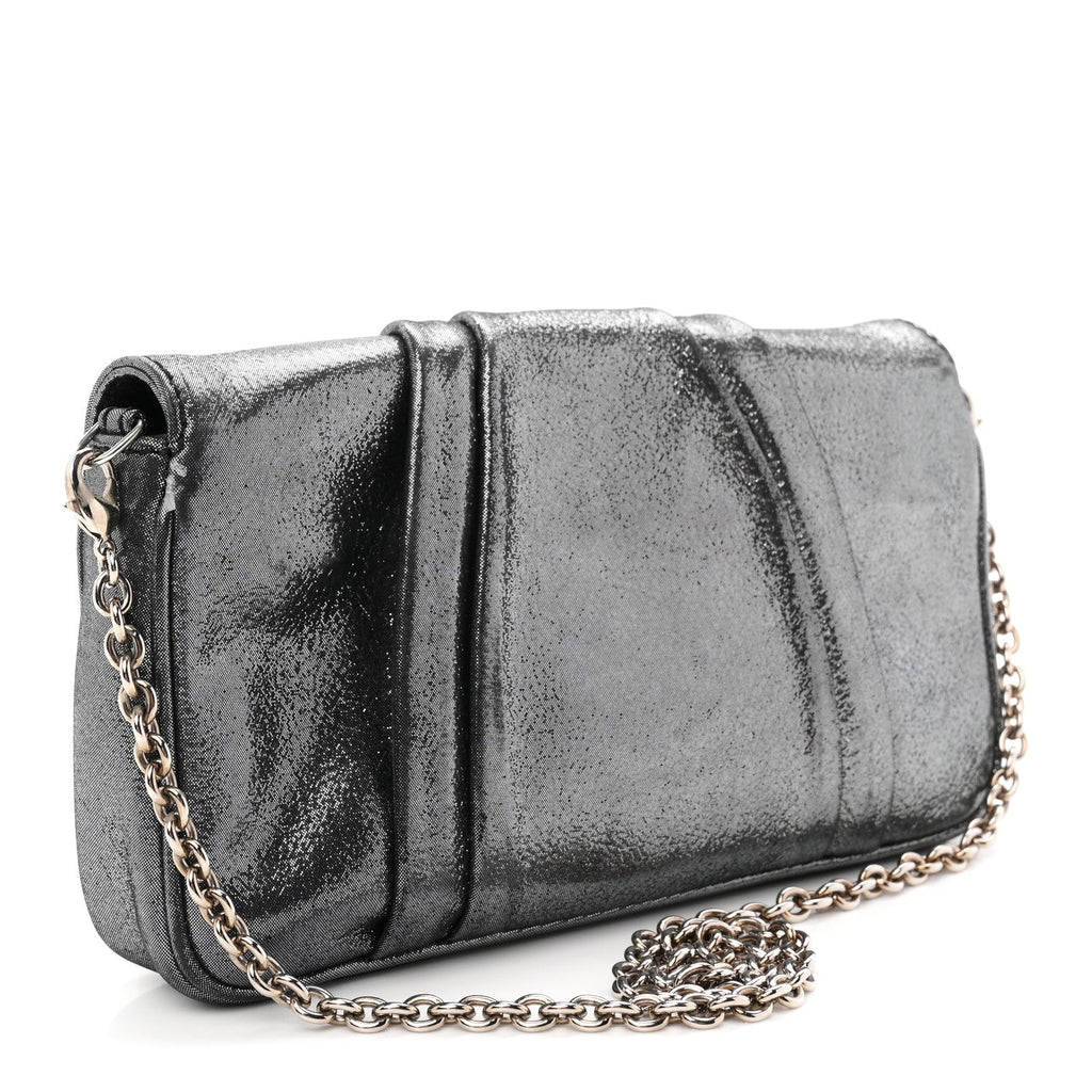 Fendi Metallic Pewter Logo Baguette