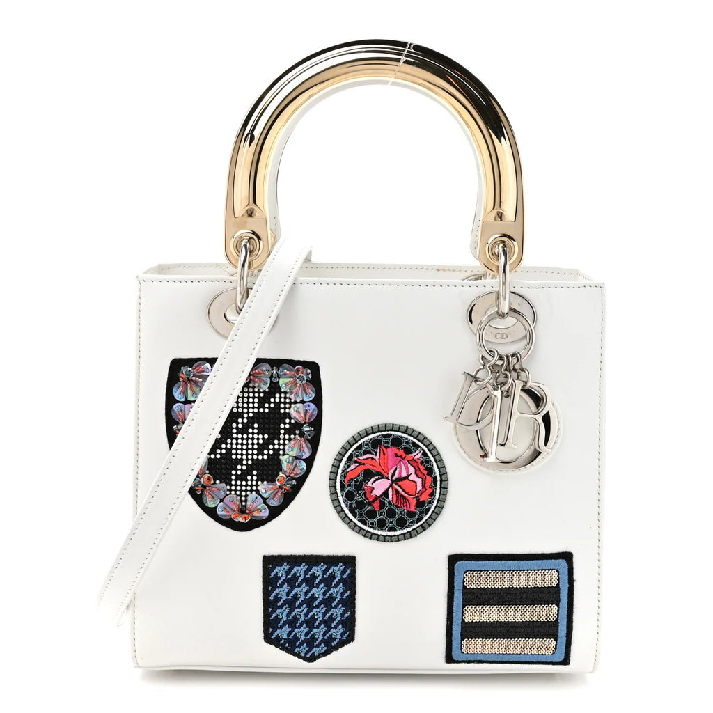 Dior White Leather Patch Bag