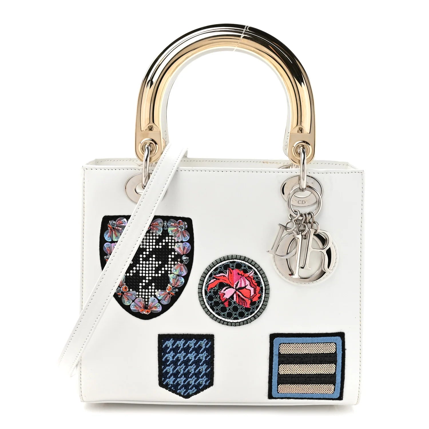 Dior White Leather Patch Bag