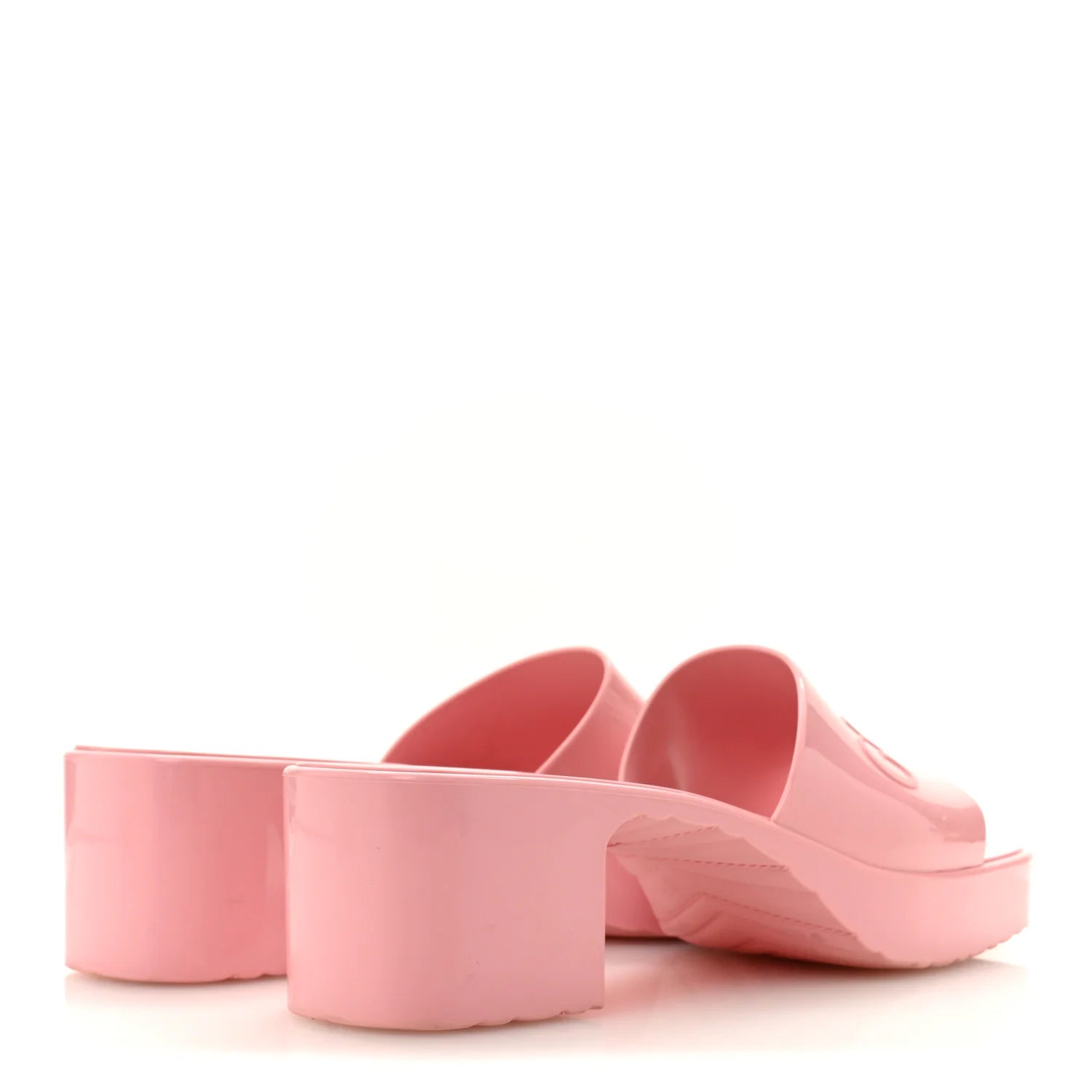 Gucci Pink Rubber Platform Slides