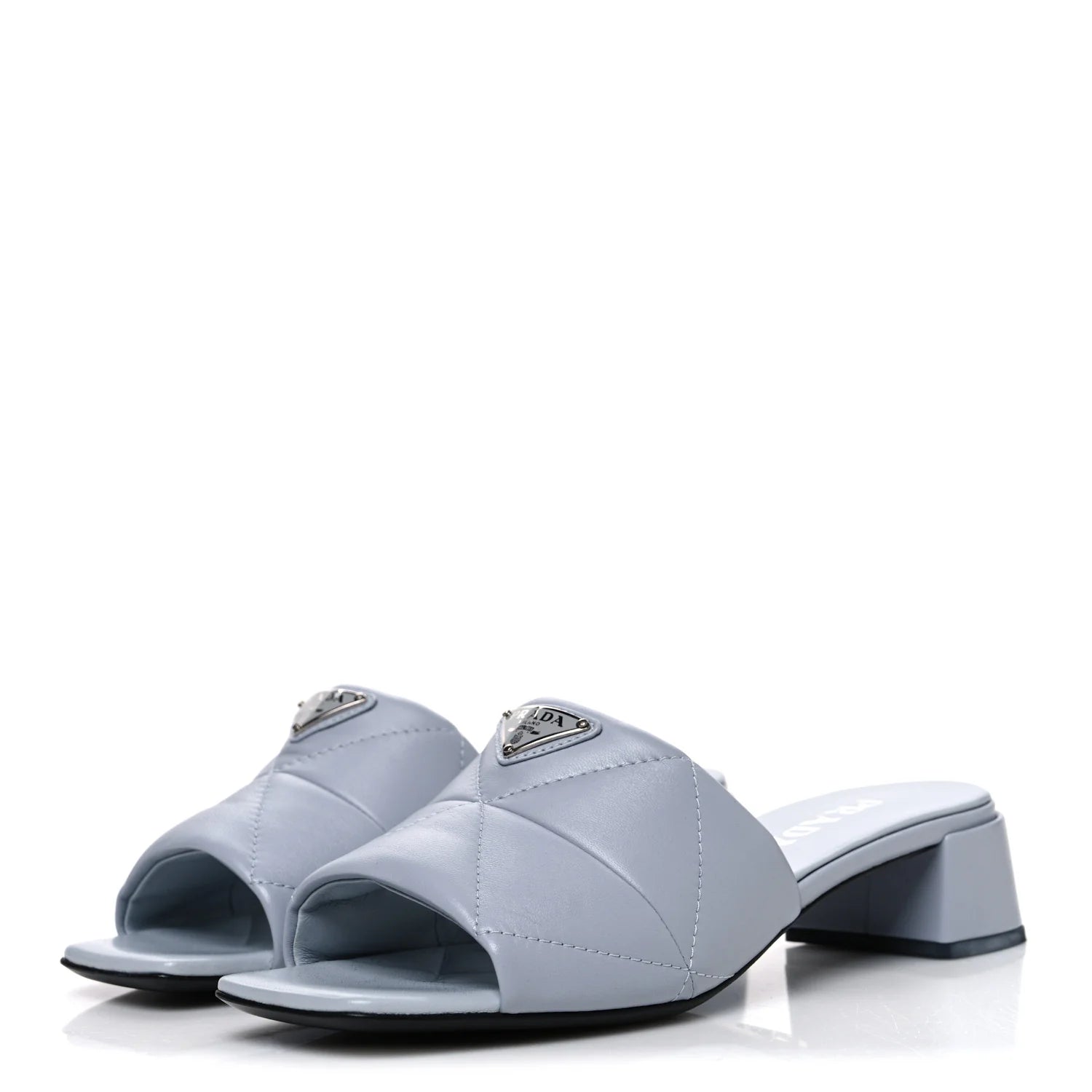 Prada Light Blue Padded Mules
