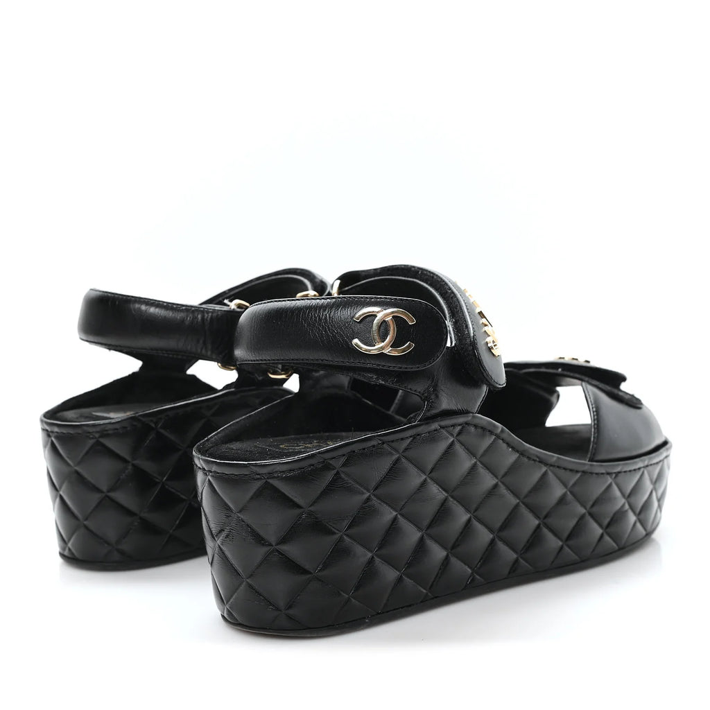 Chanel Black Quilted Leather Platform