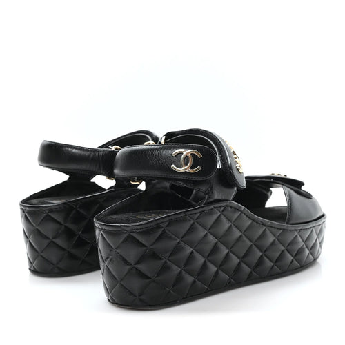 Chanel Black Quilted Leather Platform