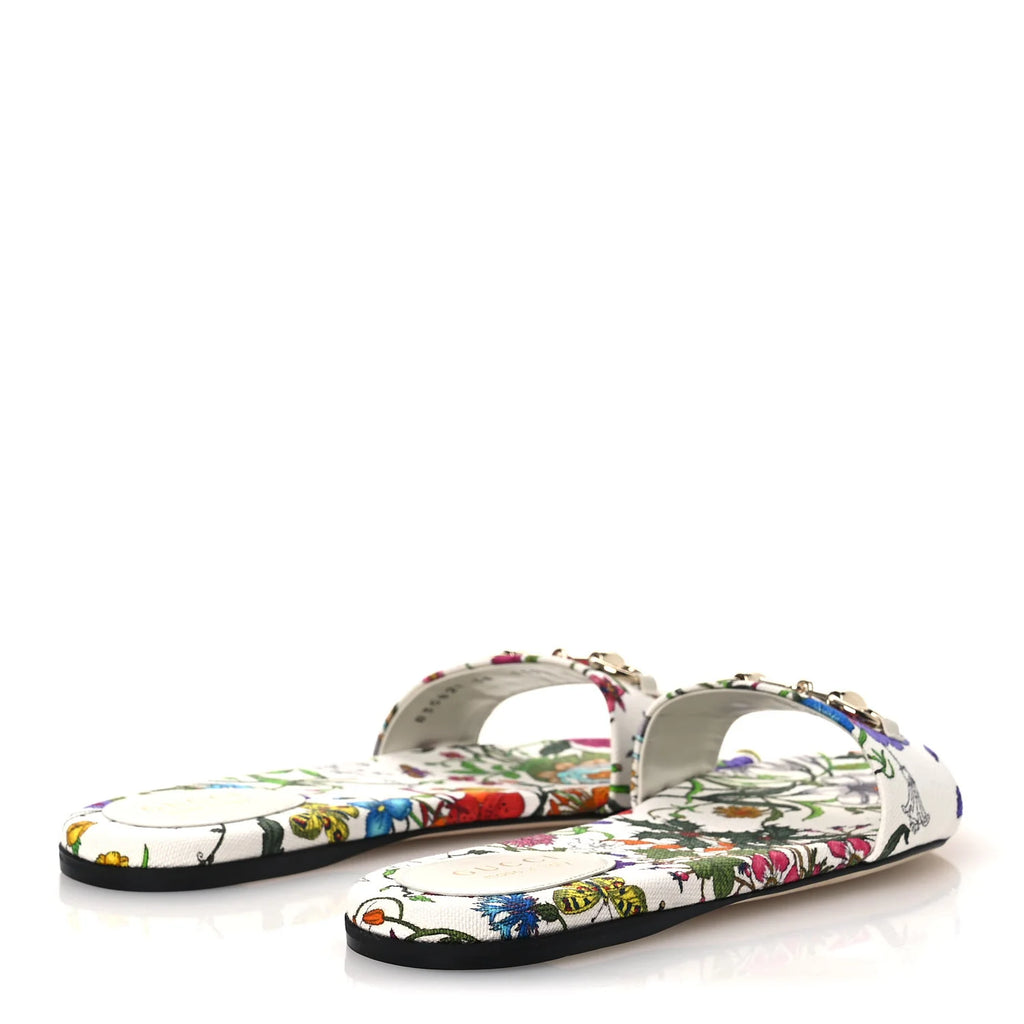 Gucci Flora Horsebit Slide Sandals