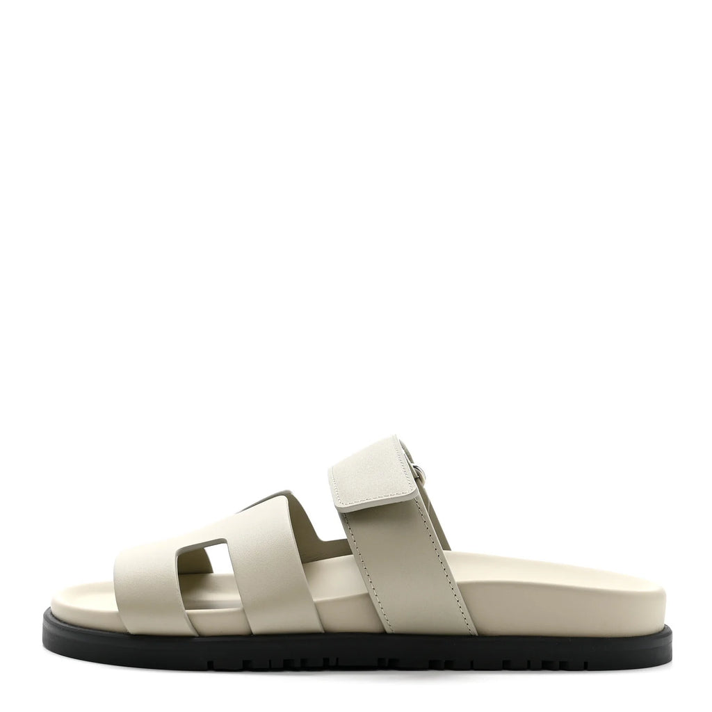 Hermes Off-White Leather Chypre Sandals