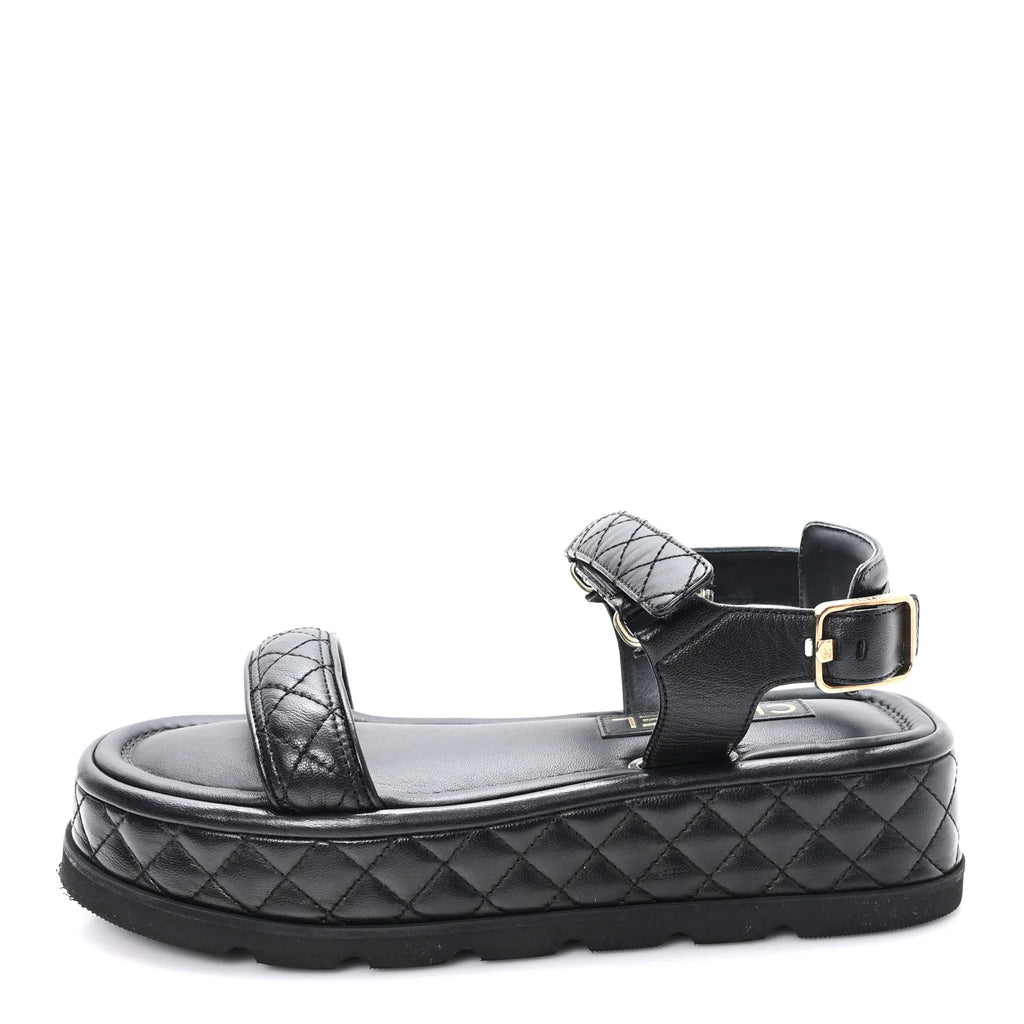 Chanel Black Quilted Leather Platforms