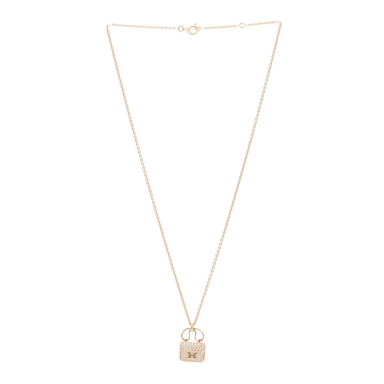 Hermes Gold Diamond Birkin Necklace