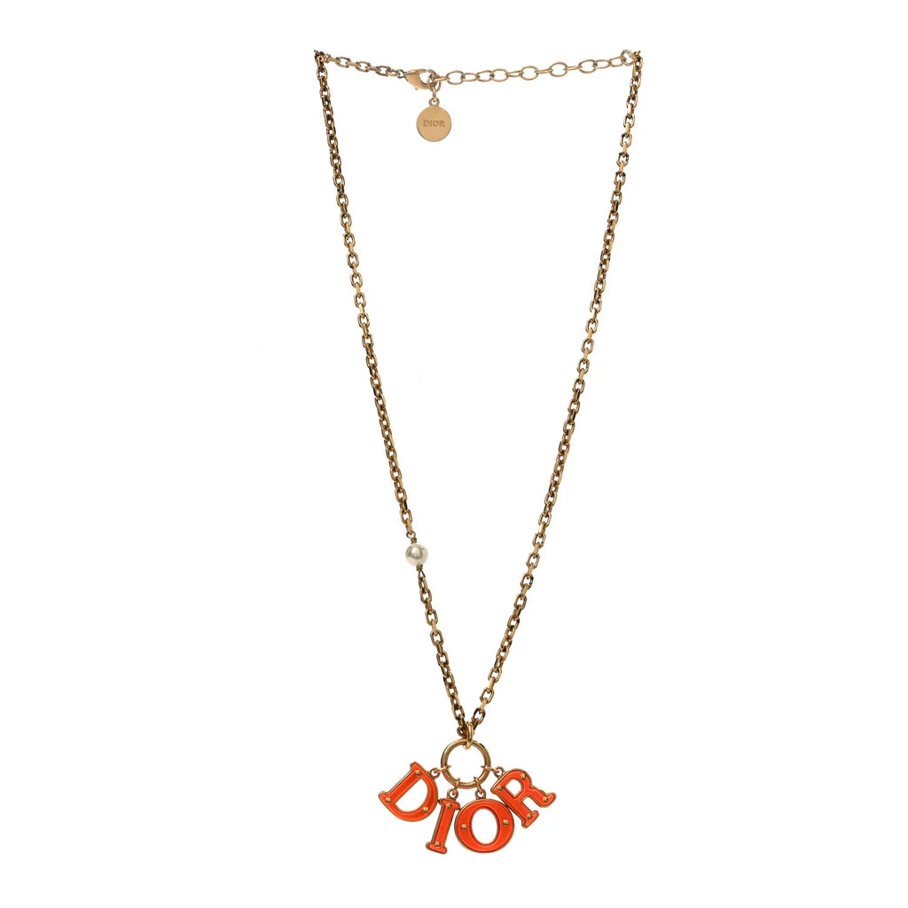 Dior Gold Orange Logo Necklace