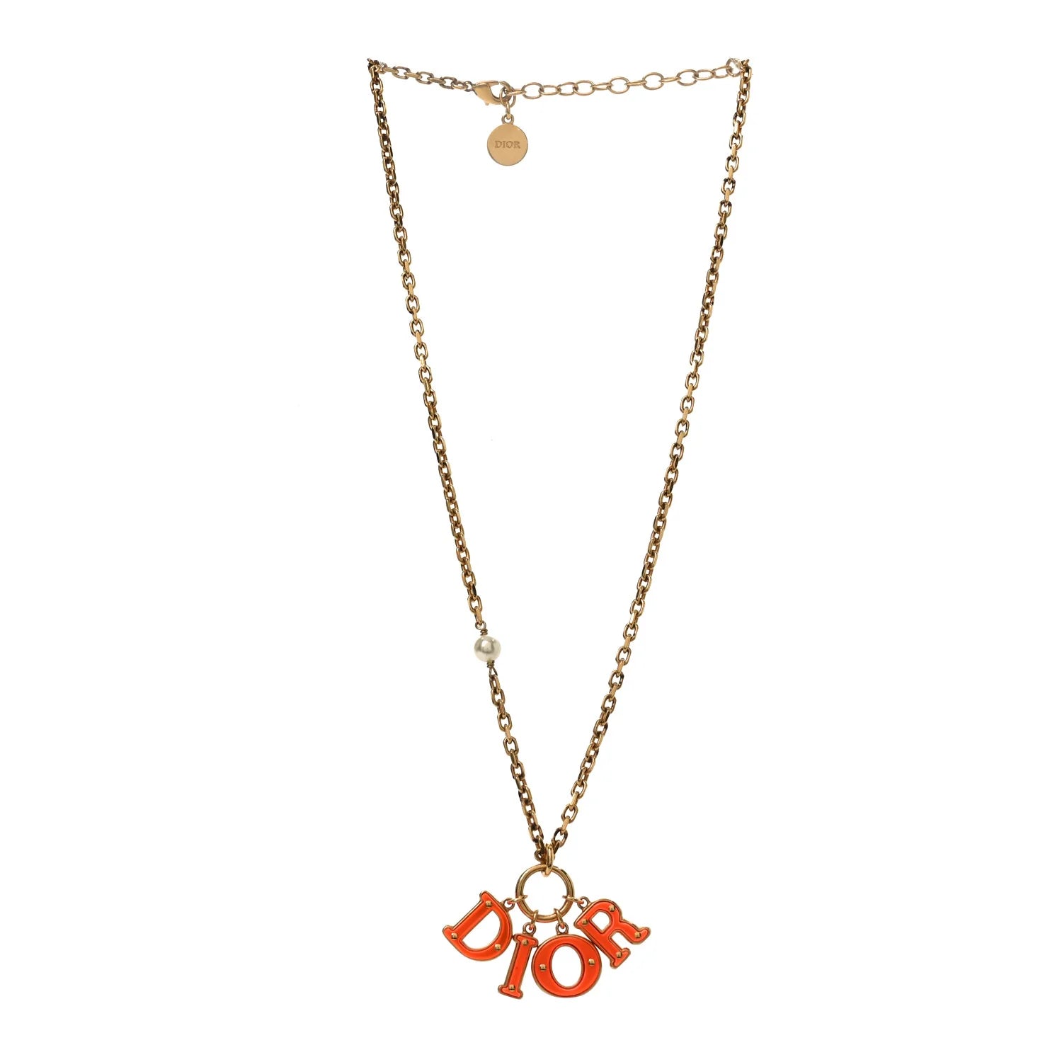 Dior Gold Orange Logo Necklace