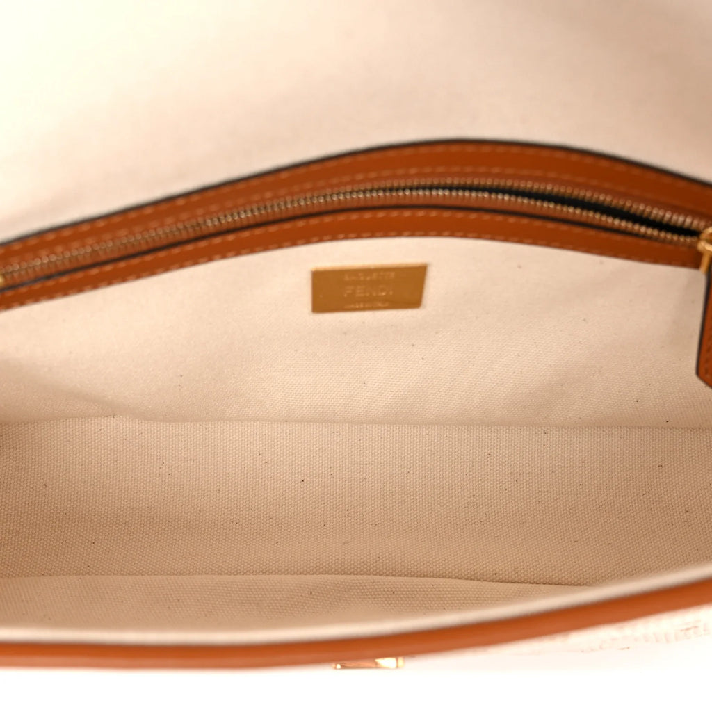 Fendi Cream FF Jacquard Baguette