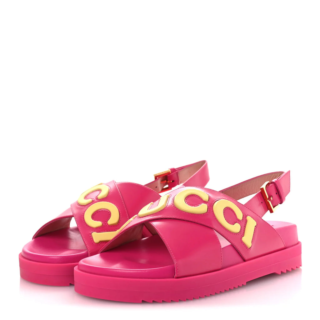 Gucci Pink Logo Platform Sandals