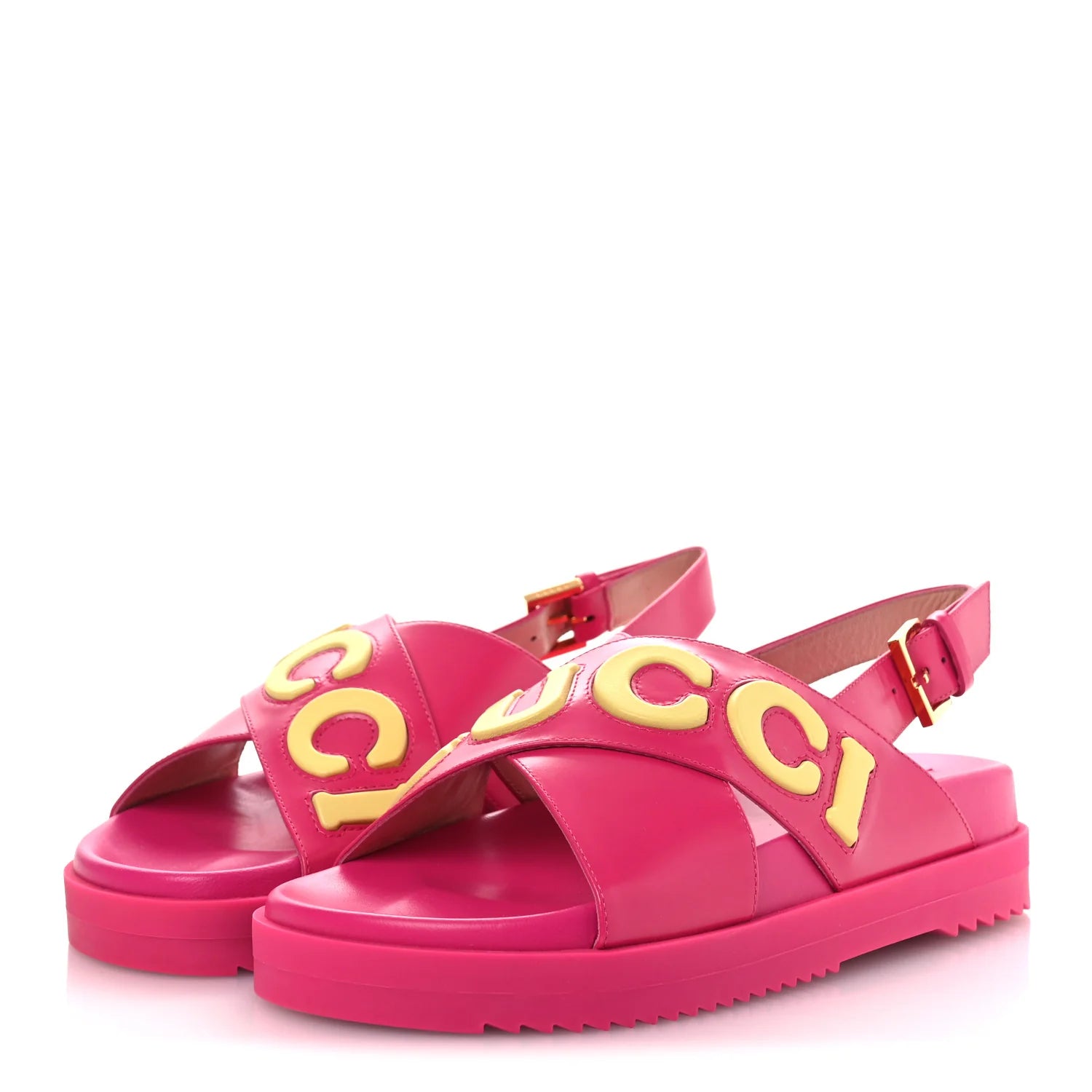 Gucci Pink Logo Platform Sandals
