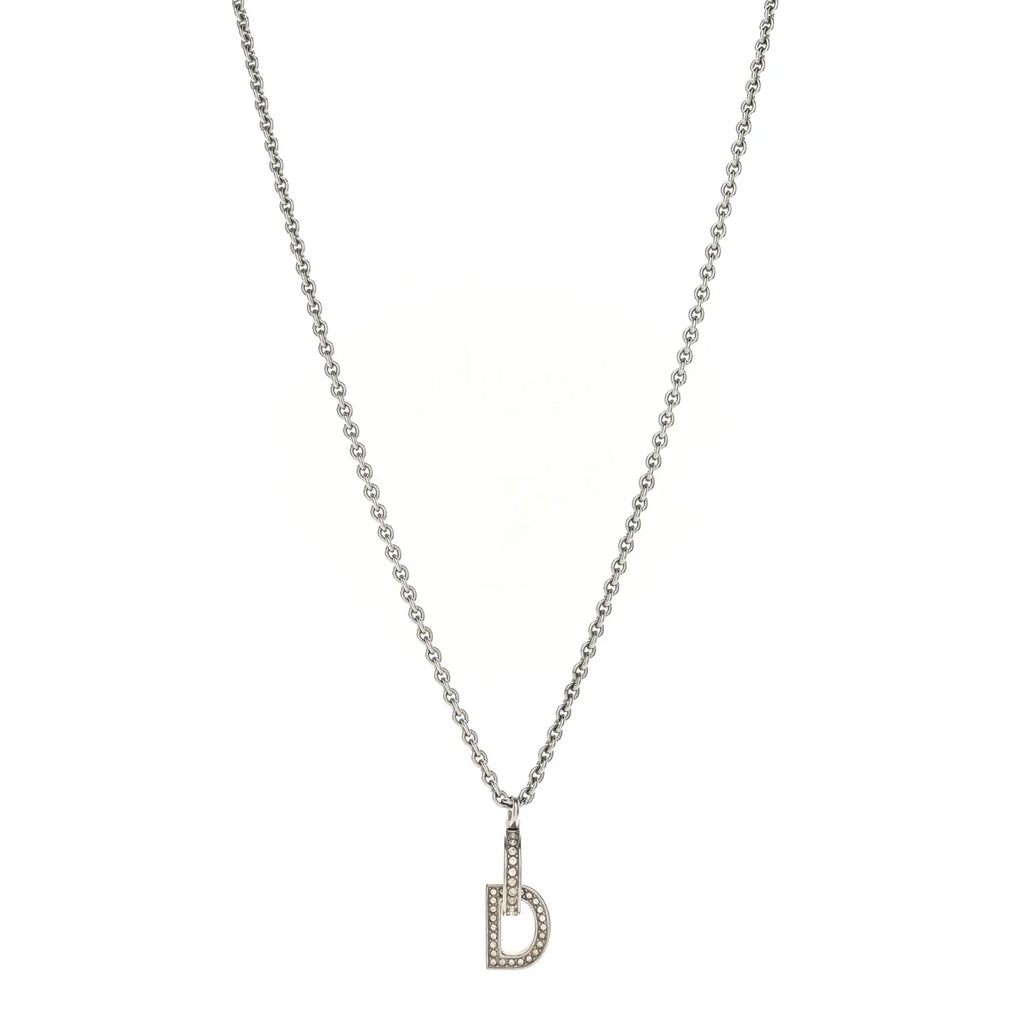 Dior Silver Crystal "D" Necklace