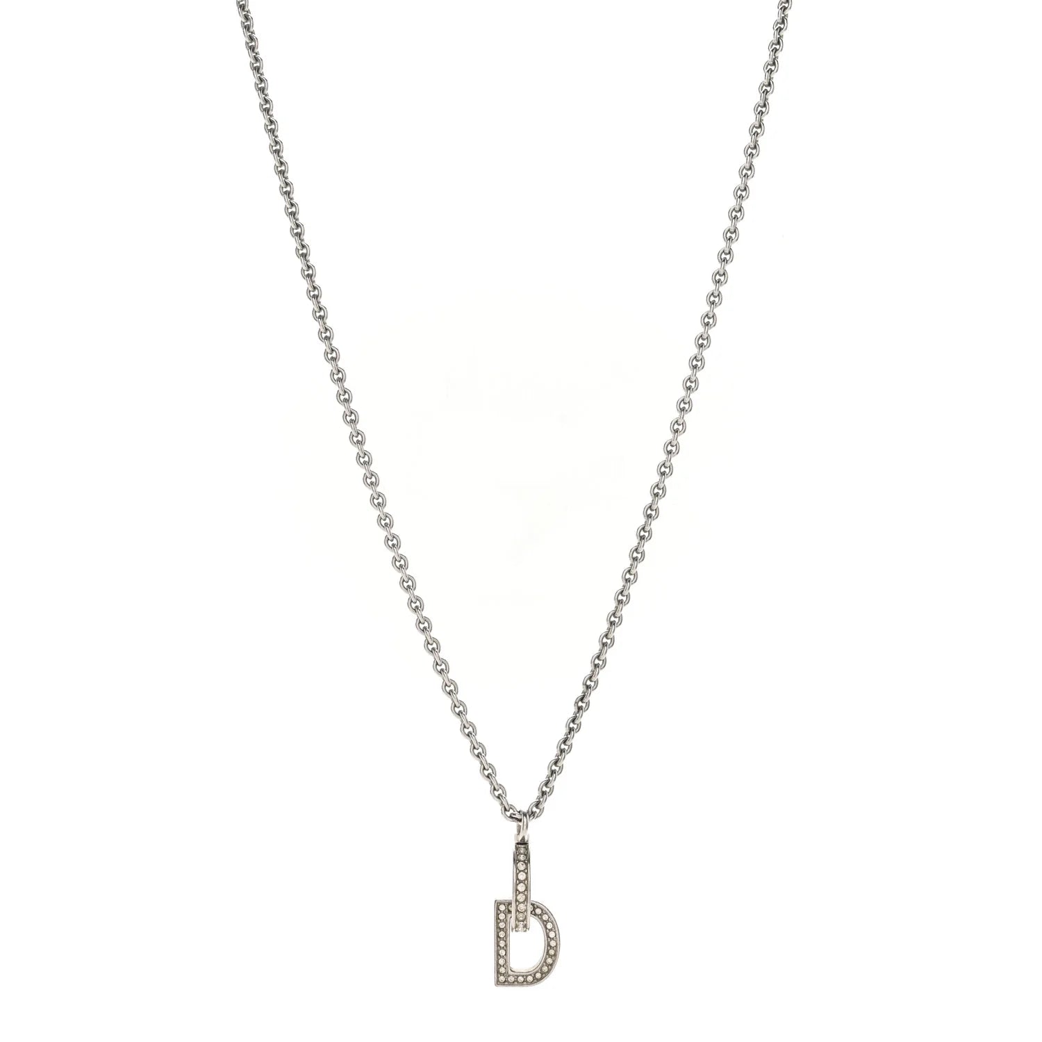 Dior Silver Crystal "D" Necklace