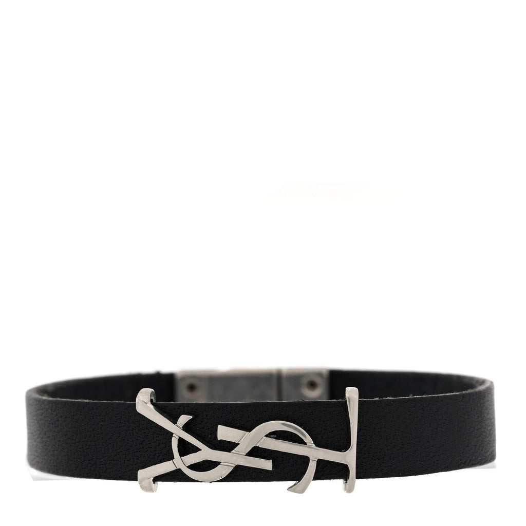 Saint Laurent Black Leather YSL Bracelet