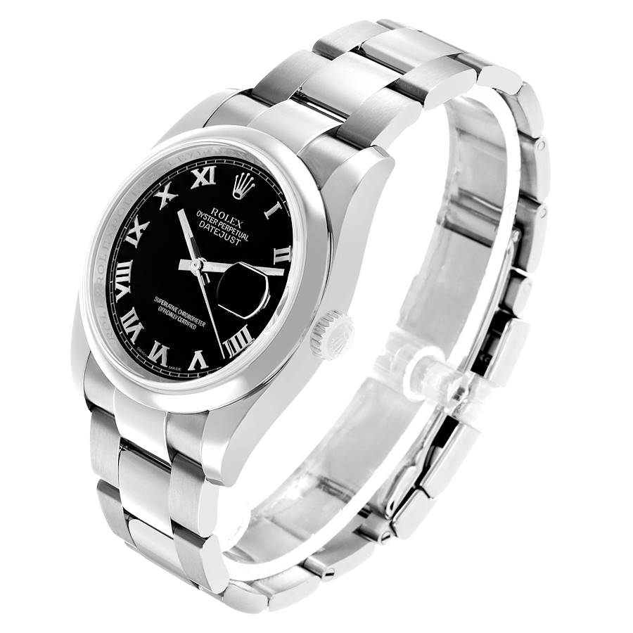 Rolex Datejust Steel Black Roman