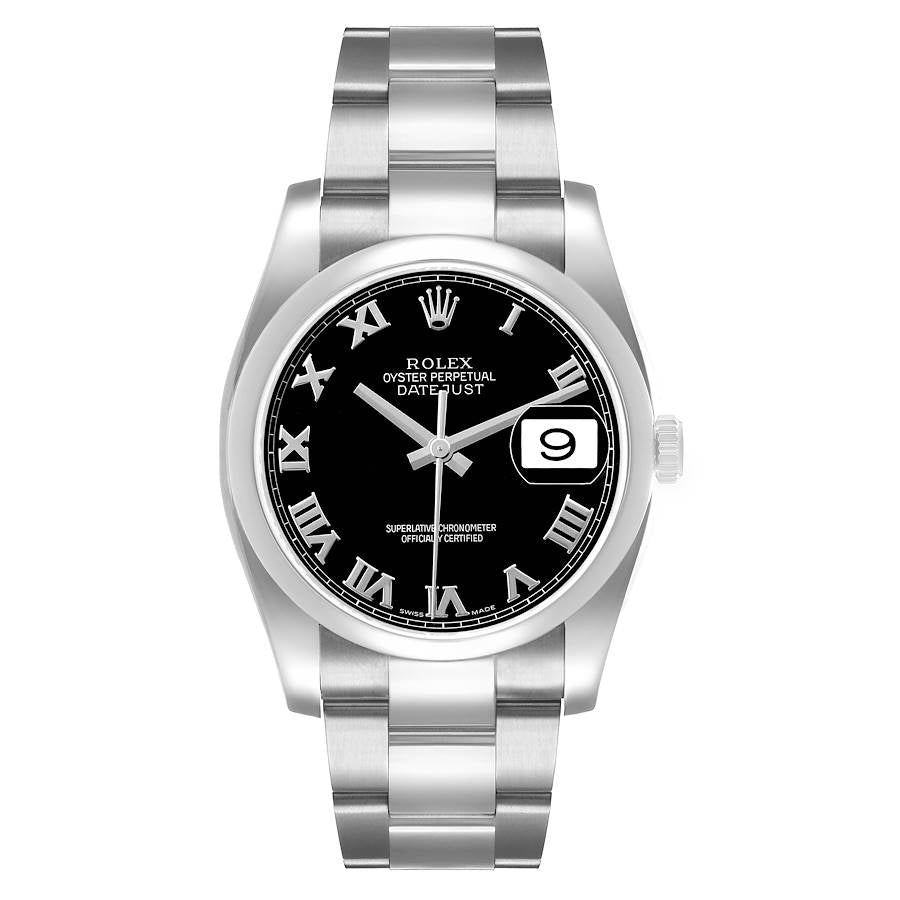 Rolex Datejust Steel Black Roman